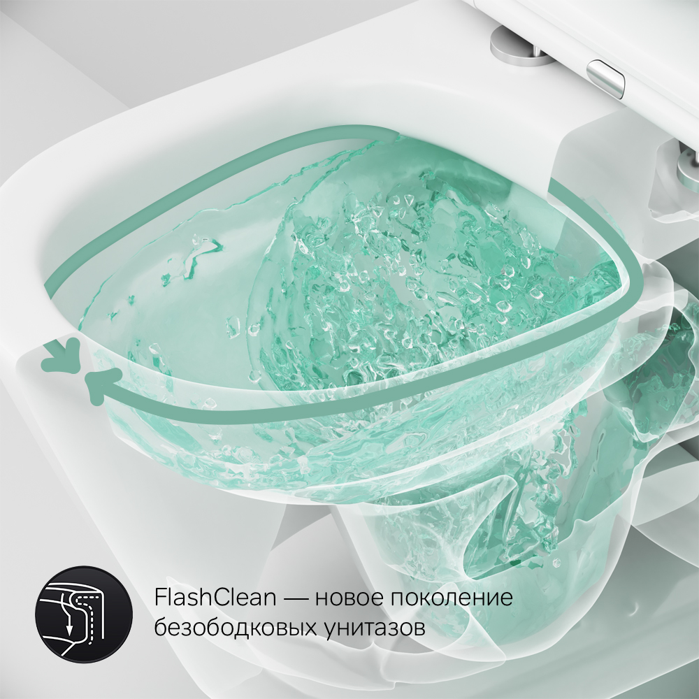 Унитаз подвесной FlashClean с сиденьем микролифт Sense C741701SC, Белый