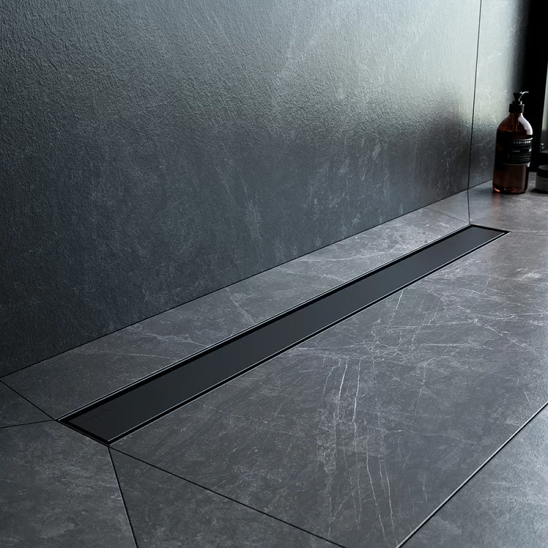 Душевой трап (лоток) 80 AM.PM MasterFlow W01SC-U11-080-04BM комбинированный затвор с черной матовой решеткой под плитку