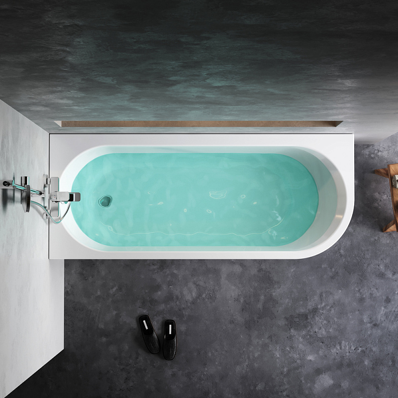 Ванна акриловая 170x70 AM.PM X-Joy W94A-170L70W-ARP ассиметричная с каркасом и панелью, белая глянцевая