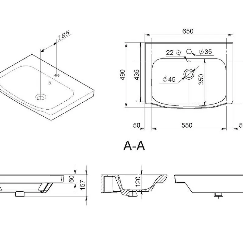 Раковина мебельная 65 AM.PM Like M80WCC0652WG белая встраиваемая