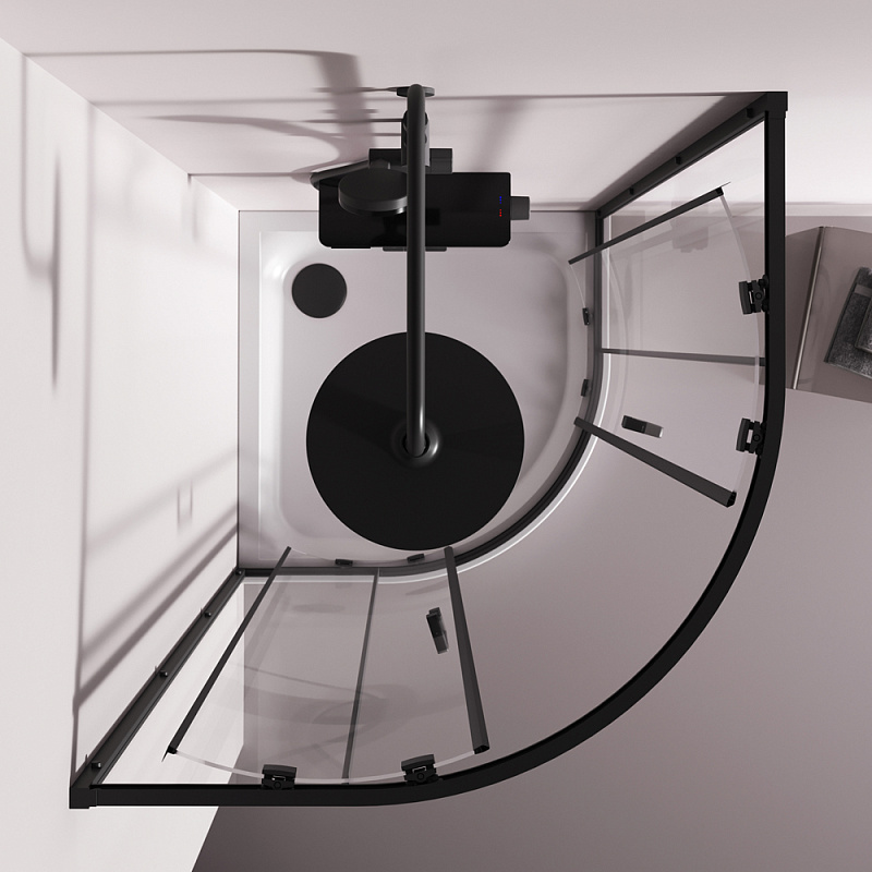 Душевое ограждение без поддона 90x90 AM.PM Above W9XG-401-9090-BT профиль черный