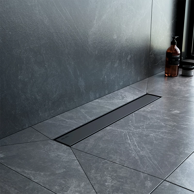 Душевой трап (лоток) 50 AM.PM MasterFlow W01SC-U11-050-04BM комбинированный затвор с черной матовой решеткой под плитку