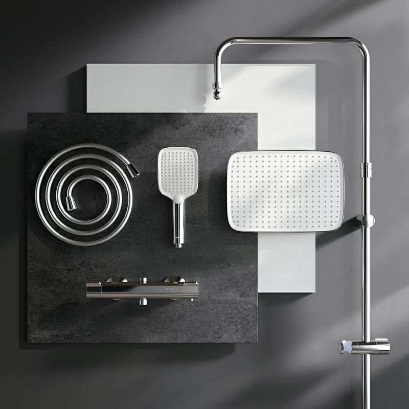 Душевая система AM.PM Func F078F400 стойка с тропическим душем, термостатом, смесителем, хром