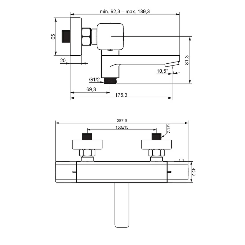 Смеситель для ванны и душа Damixa Gala 533000300 термостат, черный