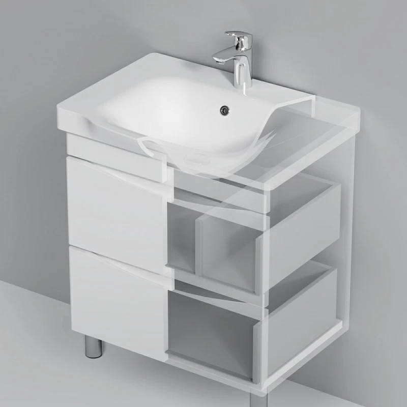 Тумба под раковину 65 AM.PM Like M80FSX0652WG напольная белый глянец