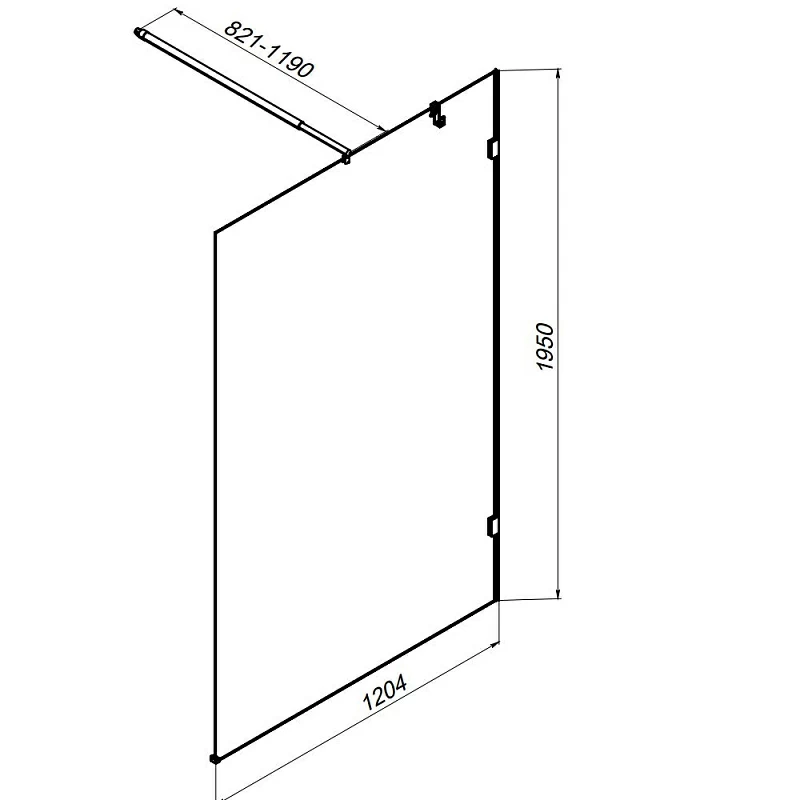 Душевая перегородка 120x195 AM.PM X-Joy W94WI-120-F1-BTE прозрачное стекло, профиль черный матовый
