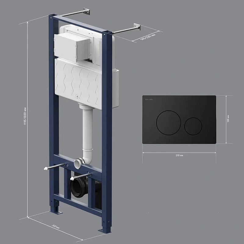 Инсталляция для подвесного унитаза AM.PM Pro I012704.9038 с пневм. клавишей черный матовый
