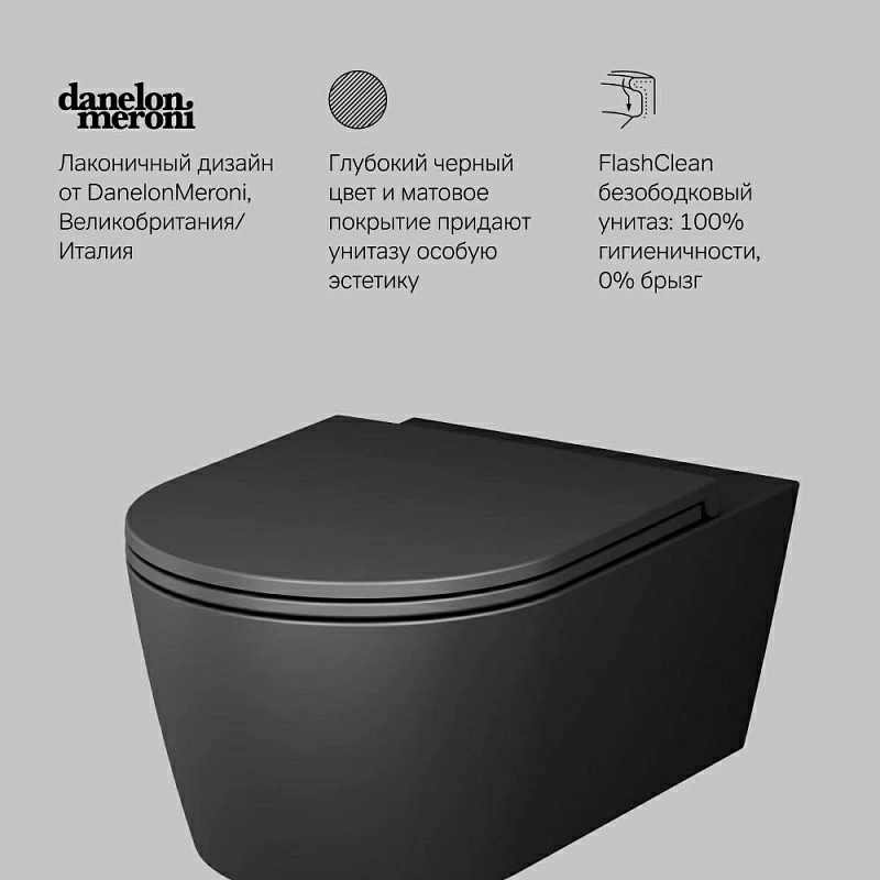 Унитаз подвесной AM.PM Func C8F1701MBSC (глубина 54 см) безободковый с сиденьем микролифт, чёрный матовый