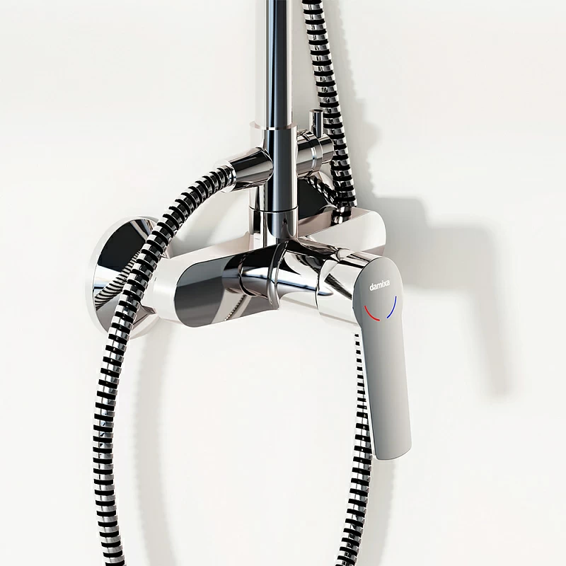 Душевая система Damixa Jupiter 977710000 стойка с тропическим душем, смесителем, хром