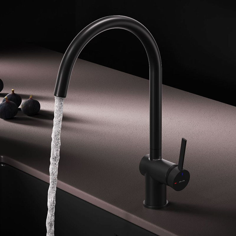 Смеситель для кухни AM.PM Func F8F07022 высокий с С-изливом, черный