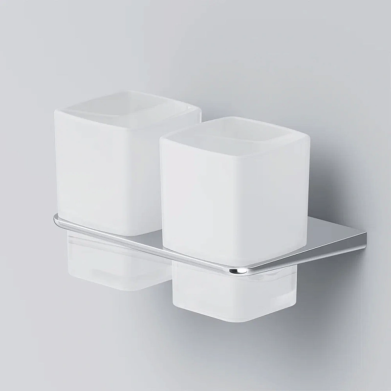 Стакан для зубных щеток настенный двойной AM.PM Inspire 2.0 A50A343400 стеклянный, хром