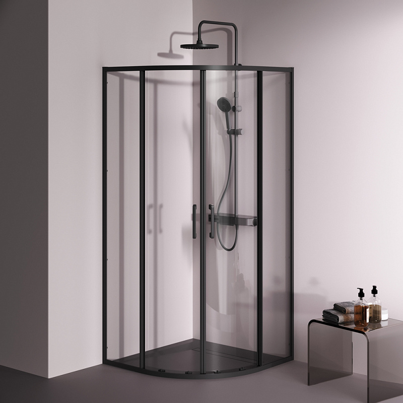 Душевое ограждение без поддона 90x90 AM.PM Above W9XG-401-9090-BT профиль черный