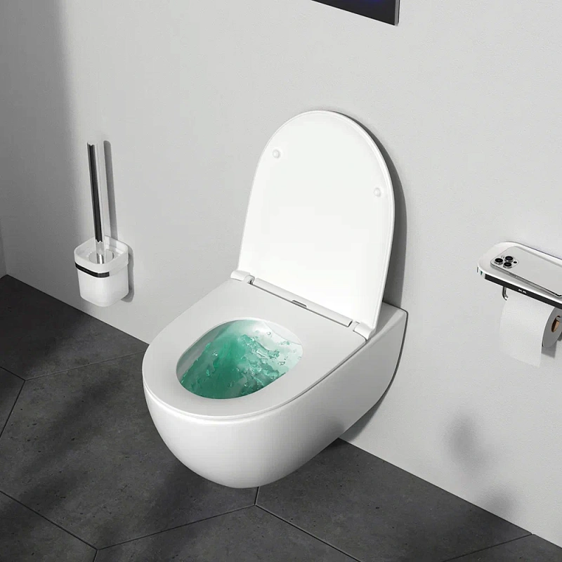 Унитаз подвесной с инсталляцией AM.PM Awe IS49051.111700 сиденьем микролифт, хром пневм. клавишей