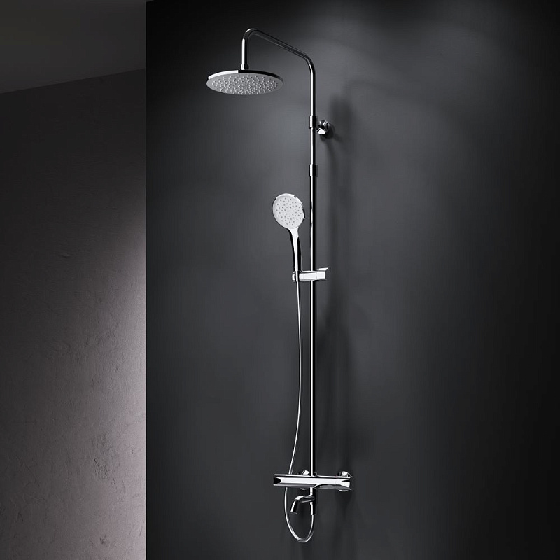 Душевая система AM.PM Crave F079C500 стойка с тропическим душем, термостатом, смесителем, изливом, хром