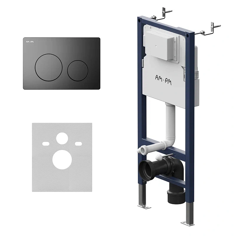 Инсталляция для подвесного унитаза AM.PM PrimeFit I012709.0138 с механ. клавишей L черный матовый