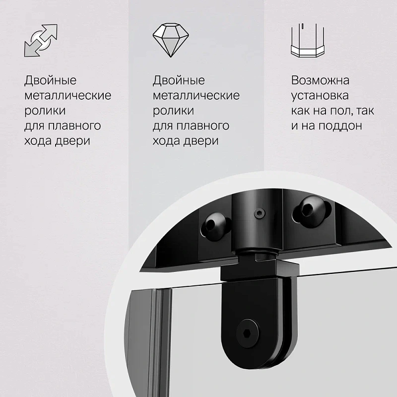 Душевое ограждение без поддона 90x90 AM.PM Sunny W87G-405-9090-BT профиль черный матовый