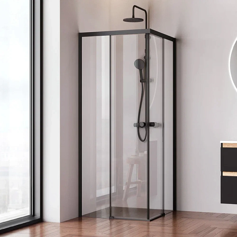 Душевое ограждение без поддона 80x80 AM.PM X-Joy W94G-403-8080-BT1K профиль черный матовый