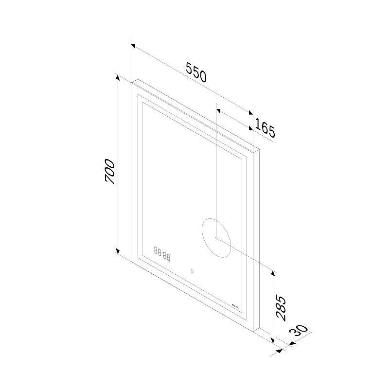Зеркало с подсветкой в ванную прямоугольное 55 AM.PM Gem M91AMOX0553WG сенсорное с часами и косметическим зеркалом