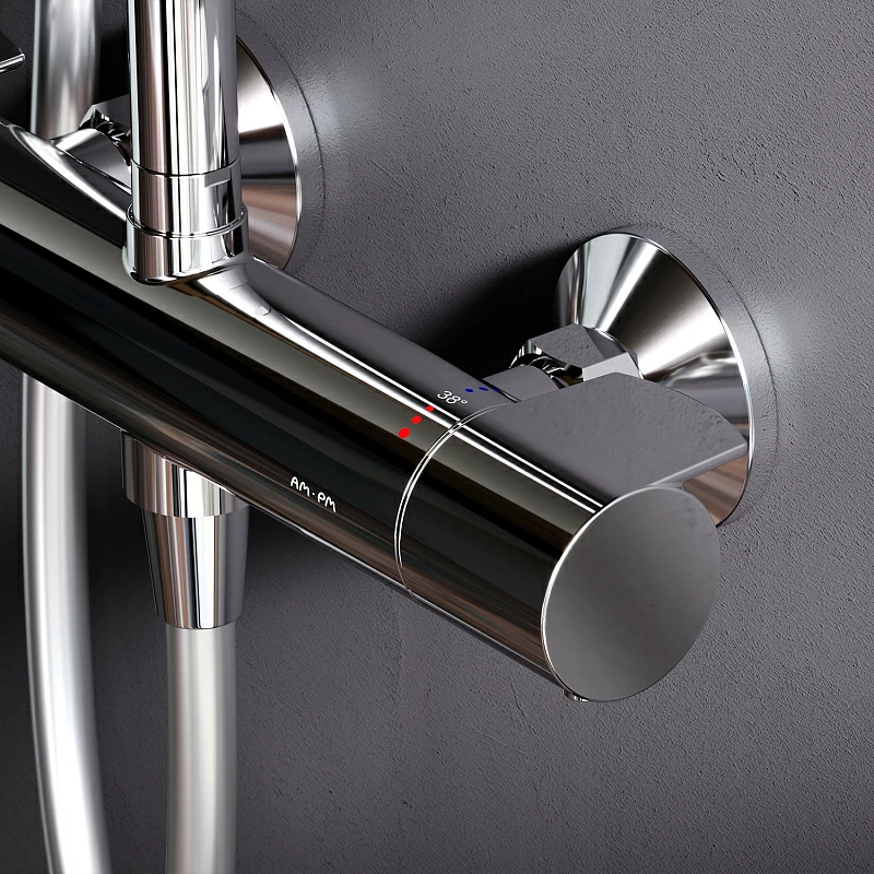 Душевая система AM.PM X-Joy F0785A400 стойка с тропическим душем, термостатом, смесителем, хром