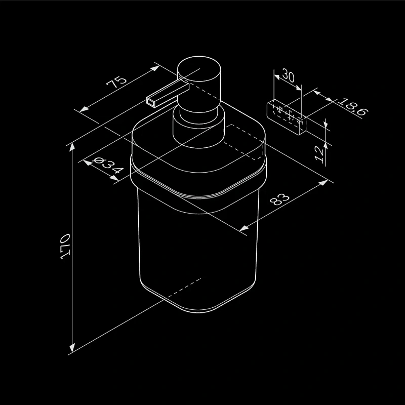 Дозатор для мыла настенный стеклянный AM.PM Func A8F36900 хром