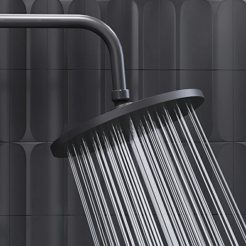 Душевая система Damixa Jupiter 977780300 стойка с тропическим душем, смесителем, черная матовая