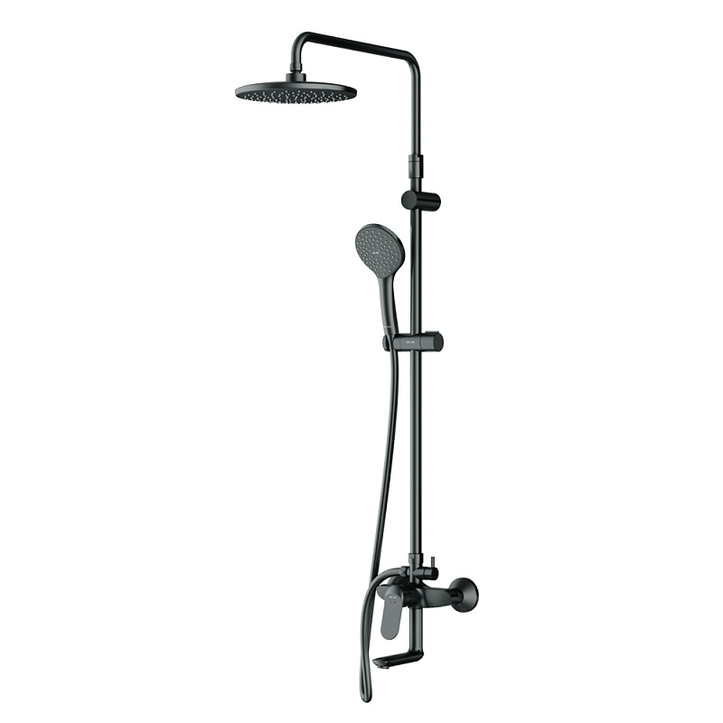 Душевая система AM.PM Sunny F0785C922 стойка с тропическим душем, смесителем, изливом, черная матовая