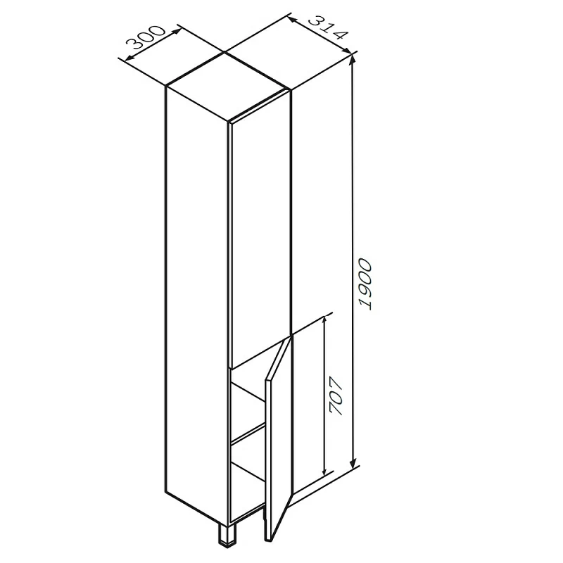 Шкаф-пенал для ванной 30 AM.PM Gem M90CSR0306HF напольный правый орех