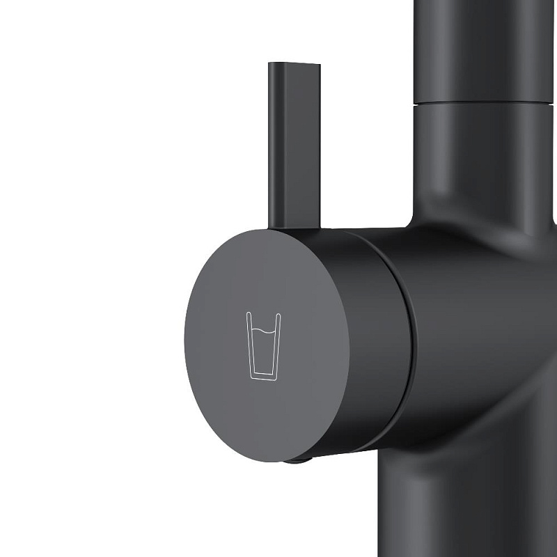 Смеситель для кухни AM.PM Func F8F05722 высокий с L-изливом с каналом для питьевой воды, черный