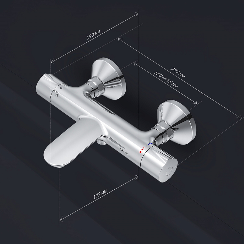 Смеситель для ванны и душа AM.PM Like F8050000 термостат, хром