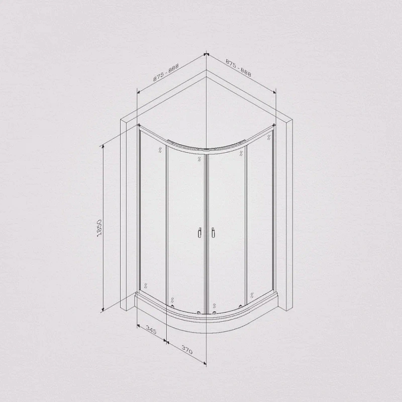 Душевое ограждение без поддона 90x90 AM.PM X-Joy W88G-205-090MT64 профиль серебристый