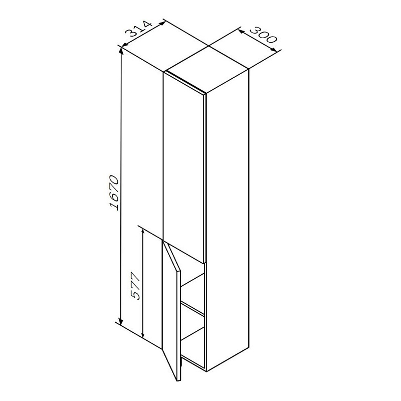Шкаф-пенал для ванной 30 AM.PM Gem M90CHR0306WG навесной правый белый глянец
