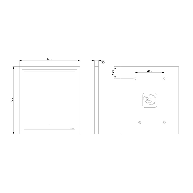 Зеркало с подсветкой в ванную прямоугольное 60 AM.PM Gem M91AMOX0601WG сенсорное