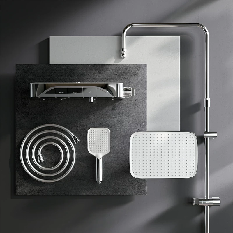 Душевая система AM.PM Func F078F200 стойка с тропическим душем, термостатом, смесителем, хром