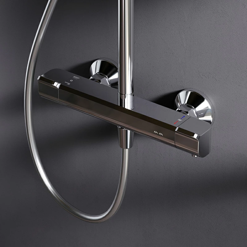 Душевая система AM.PM Func F078F400 стойка с тропическим душем, термостатом, смесителем, хром