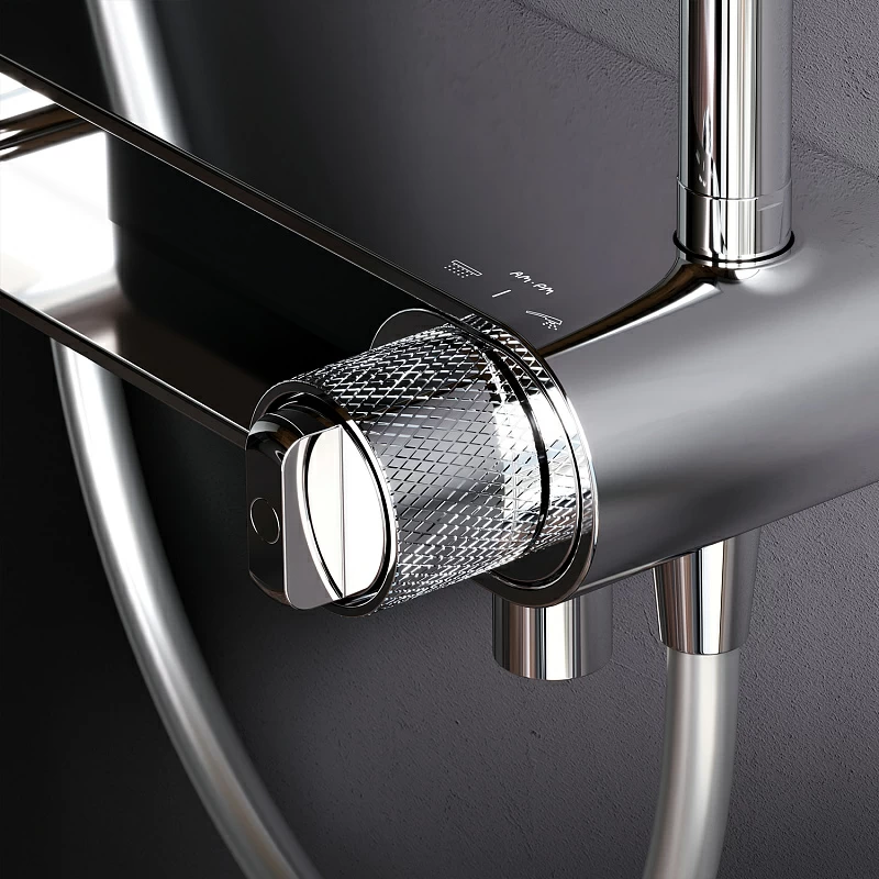 Душевая система AM.PM X-Joy F0785A700 стойка с тропическим душем, смесителем, изливом, хром