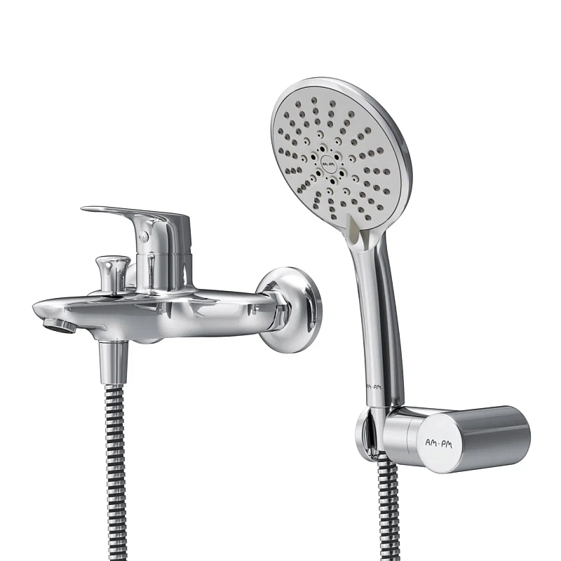 Смеситель для ванны и душа AM.PM Joy F85E15000 душевая лейка, шланг 1750, хром