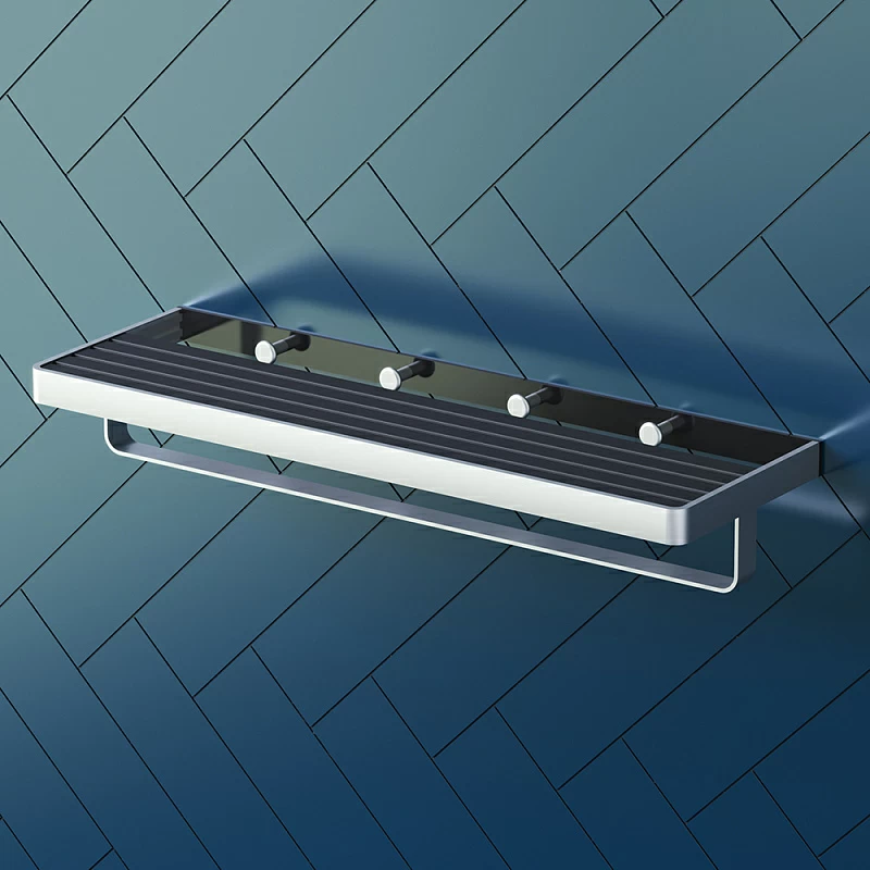 Полка для полотенец Damixa Jupiter DA7737700 с вешалкой, серебристая, черная