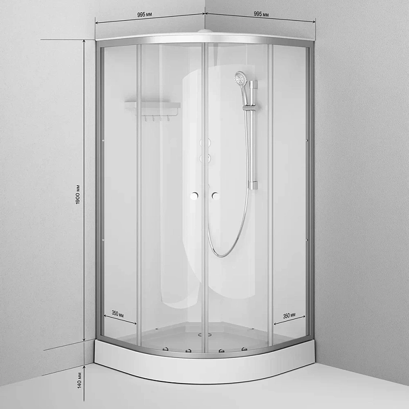 Душевая кабина 100x100 AM.PM X-Joy W94C-401-100MT профиль серебристый, низкий поддон