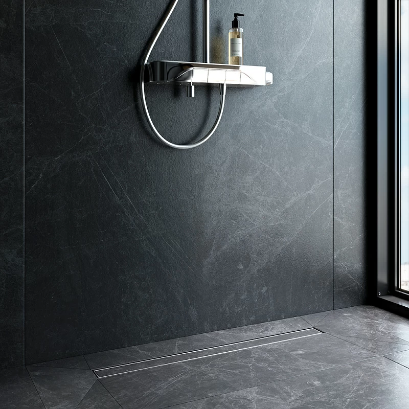 Душевой трап (лоток) 80 AM.PM MasterFlow W01SC-U11-080-04SB комбинированный затвор со стальной матовой решеткой под плитку