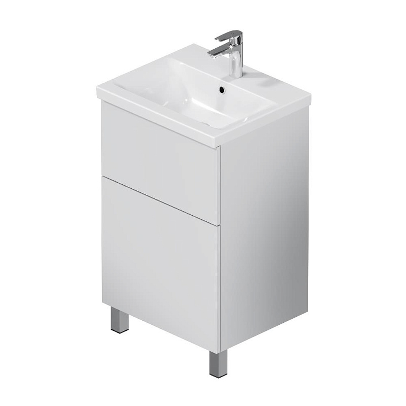 Тумба с раковиной 50 AM.PM Gem M90-FSX0502WG-WCC0502WG напольная на ножках, белый глянец