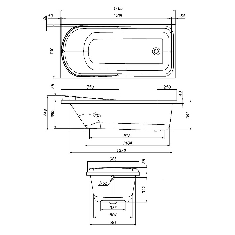 Каркас для ванны 150 AM.PM Like W80A-150-070W-R