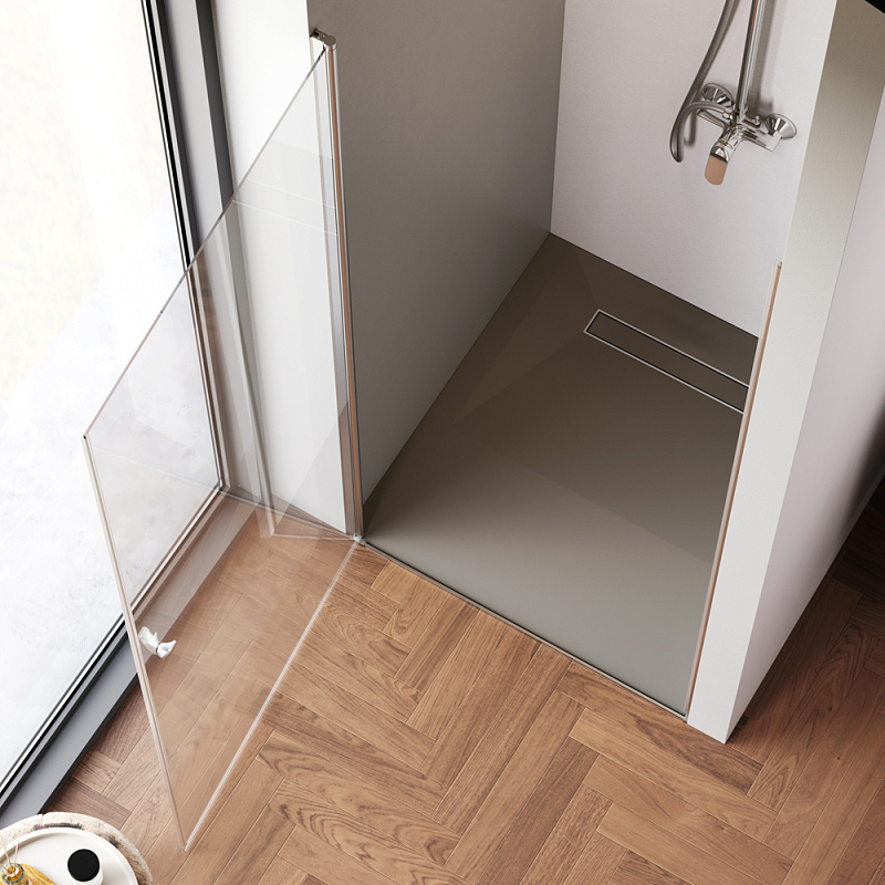 Душевая перегородка с дверью 90x190 AM.PM Sunny W87G-90-1P-MT прозрачное стекло, профиль серебристый