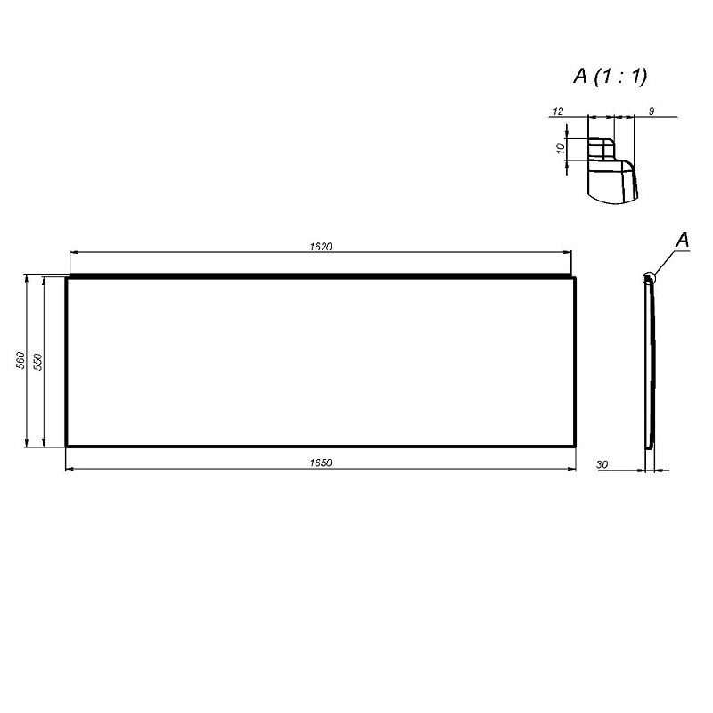 Панель фронтальная для ванны 165 AM.PM Gem W93A-165-070W-P