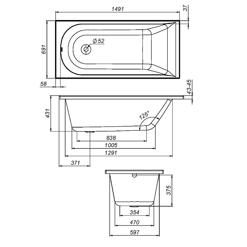 Каркас для ванны 150 AM.PM Spirit W72A-150-070W-R2