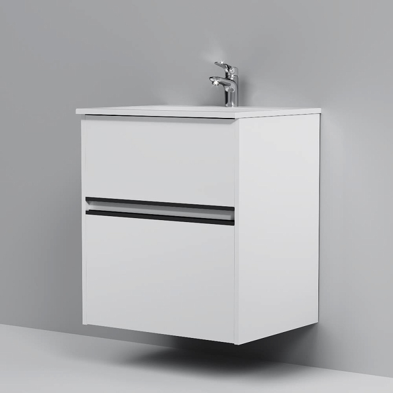 Тумба под раковину 60 AM.PM Sense M7BFUX0602WG подвесная/напольная на ножках, белый глянец