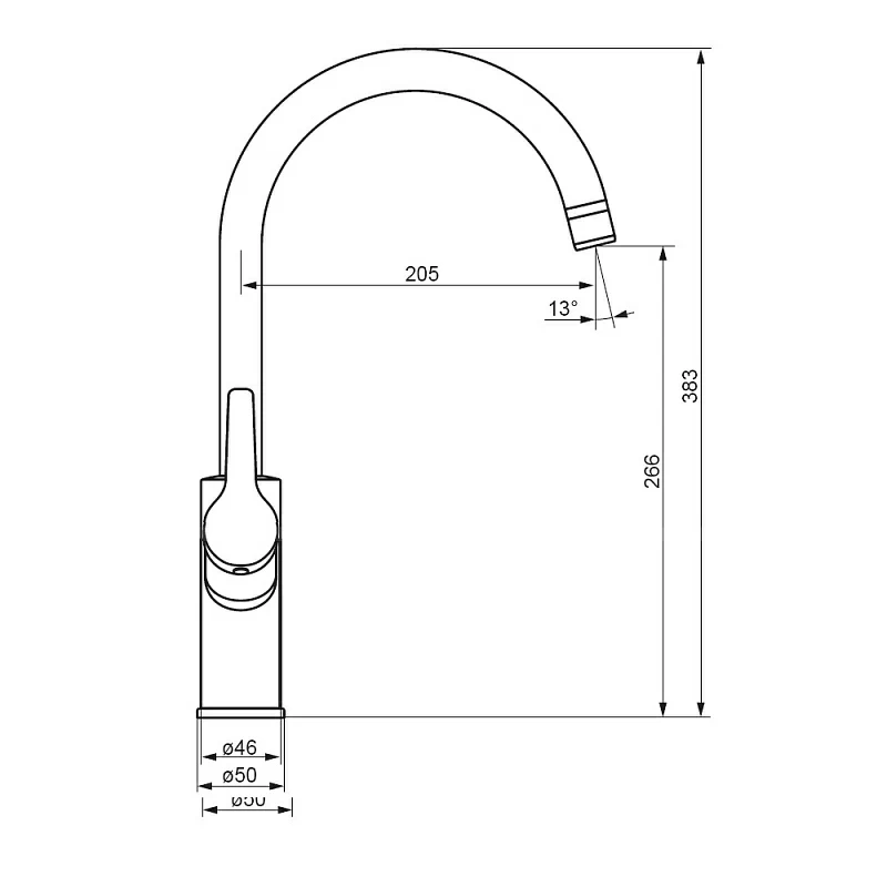 Смеситель для кухни Damixa Eclipse 310721400 высокий с каналом питьевой воды, никель