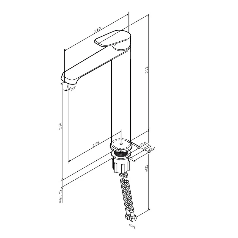 Смеситель для раковины (умывальника) AM.PM Func F8F92000 высокий, хром