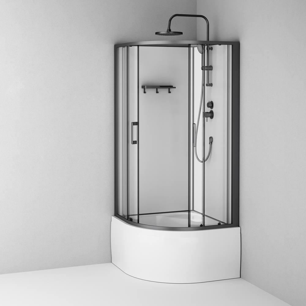 Душевая кабина 90x90 см, без гидромассажа Above W9XC-401A-9090BT, Черный, белый, прозрачное