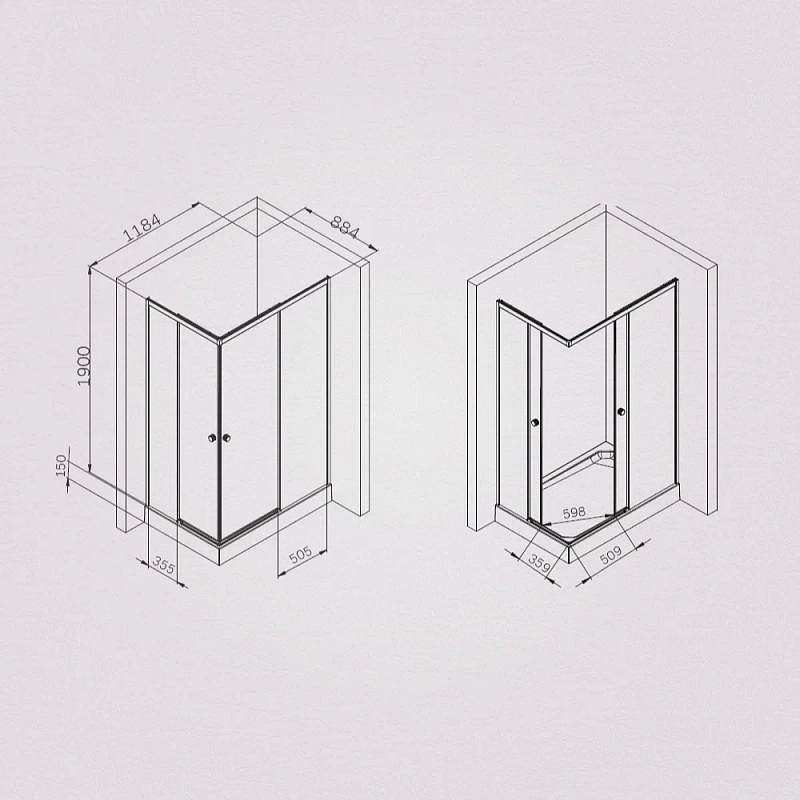 Душевое ограждение без поддона 120х90 AM.PM X-Joy W94G-403-12090-MT профиль серебристый