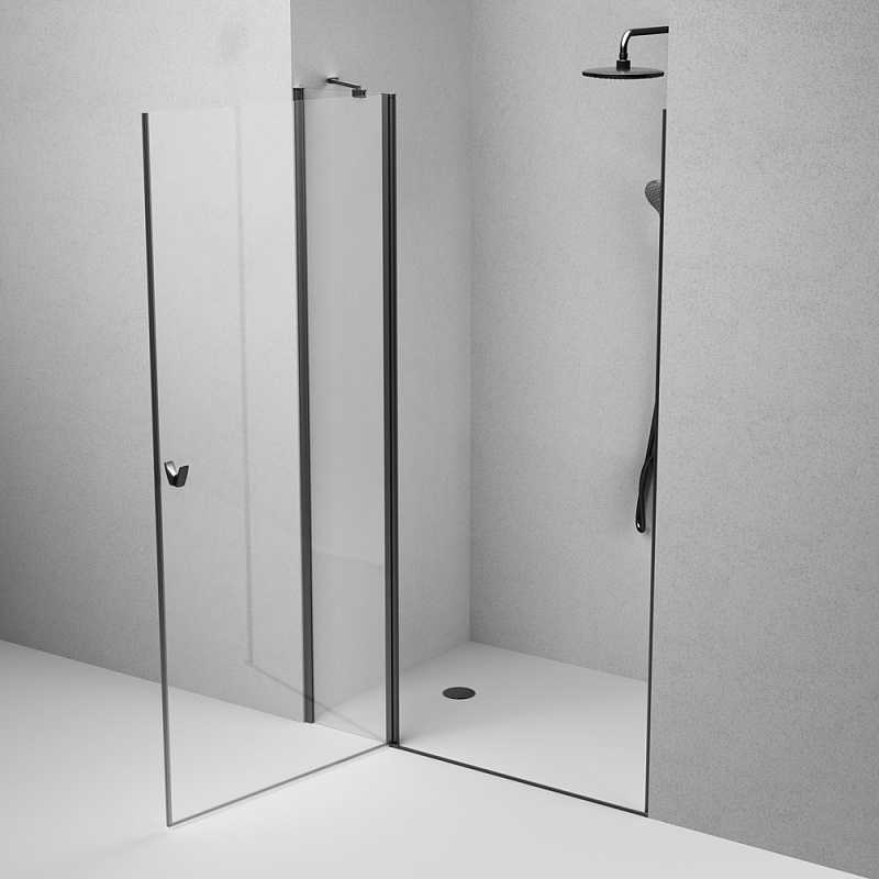 Душевая перегородка с дверью 120x190 AM.PM Sunny W87G-120-1P-BT прозрачное стекло, профиль черный матовый